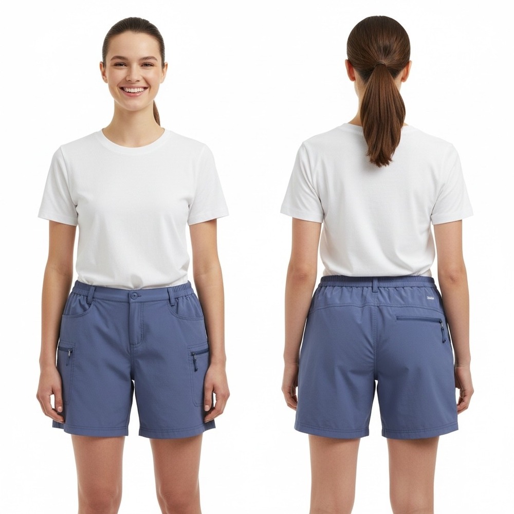 Willit Womens 5" Hiking Shorts Blue XL Quick Dry Cargo Pockets Outdoor Stretch.